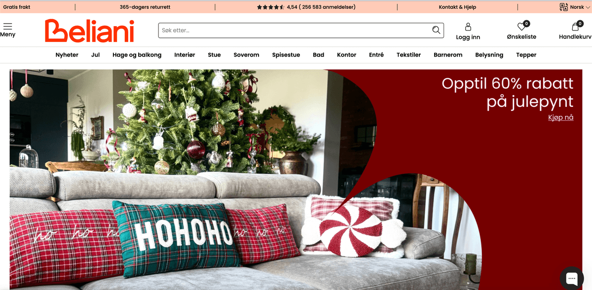 Beliani.no screenshot