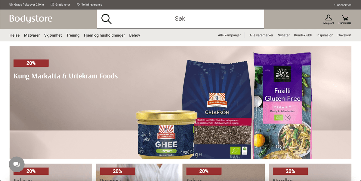 Bodystore.no screenshot