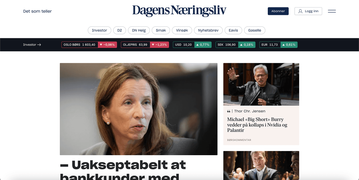 Dagens Næringsliv screenshot