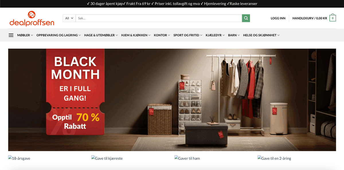 Dealproffsen.no screenshot