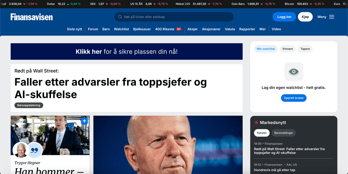 Finansavisen screenshot