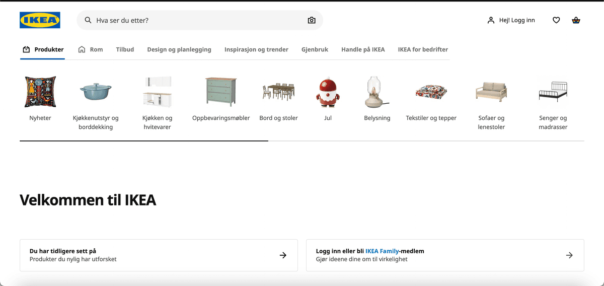 IKEA.no screenshot
