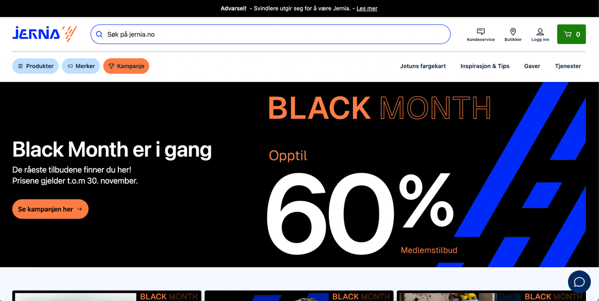 Jernia.no screenshot