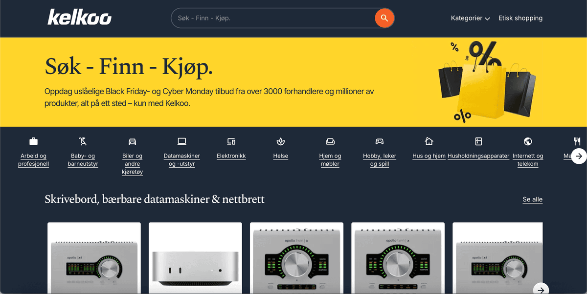 Kelkoo.no screenshot