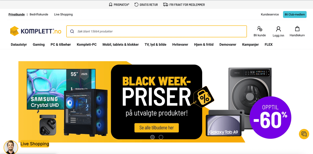 Komplett.no screenshot