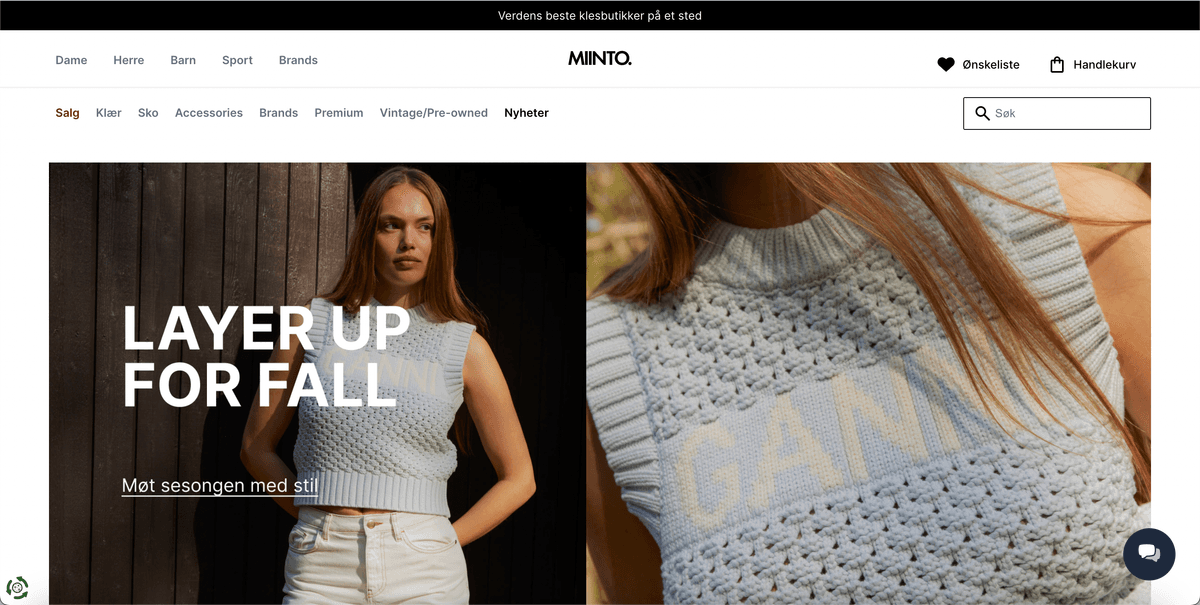 Miinto.no screenshot