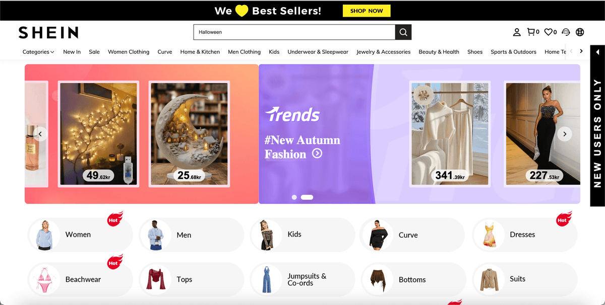Shein.com screenshot