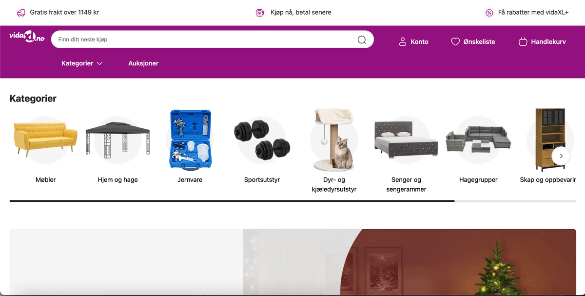 Vidaxl.no screenshot