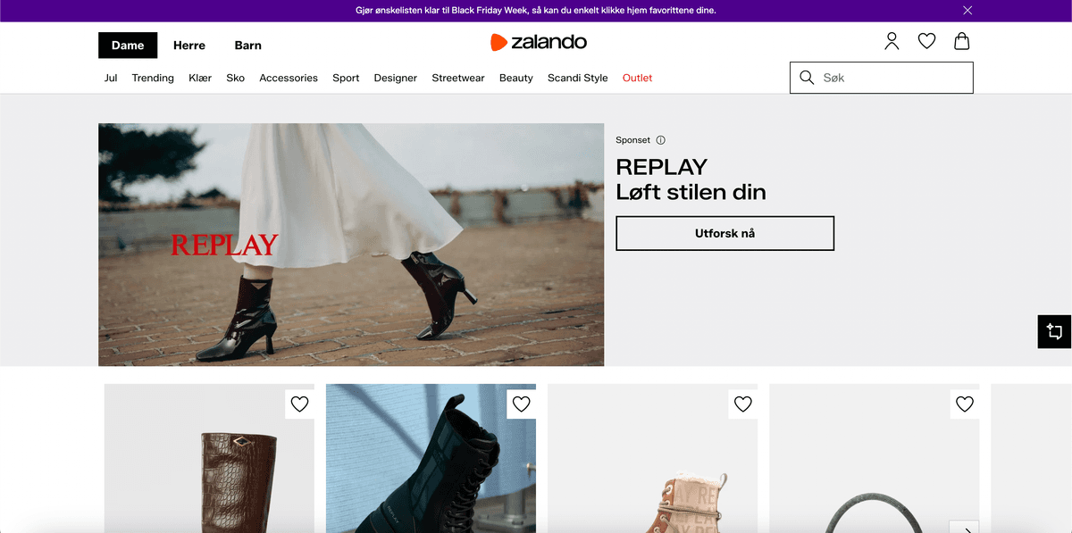 Zalando.no screenshot